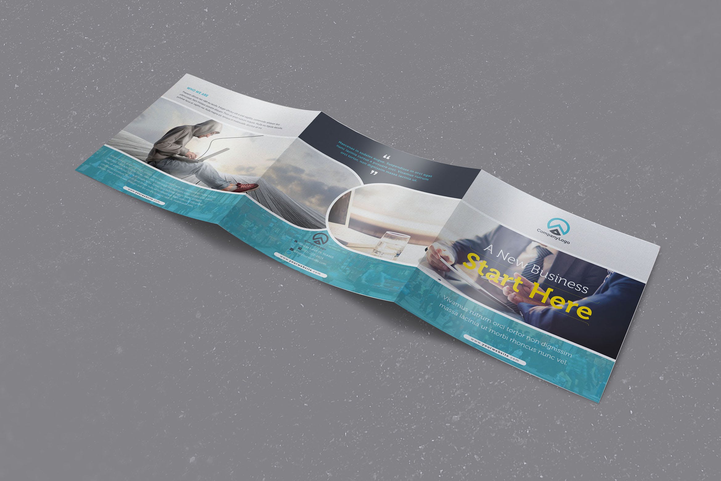 企业简介三折页宣传单设计模板v2 Corporate Square Trifold Brochure Vol 2插图