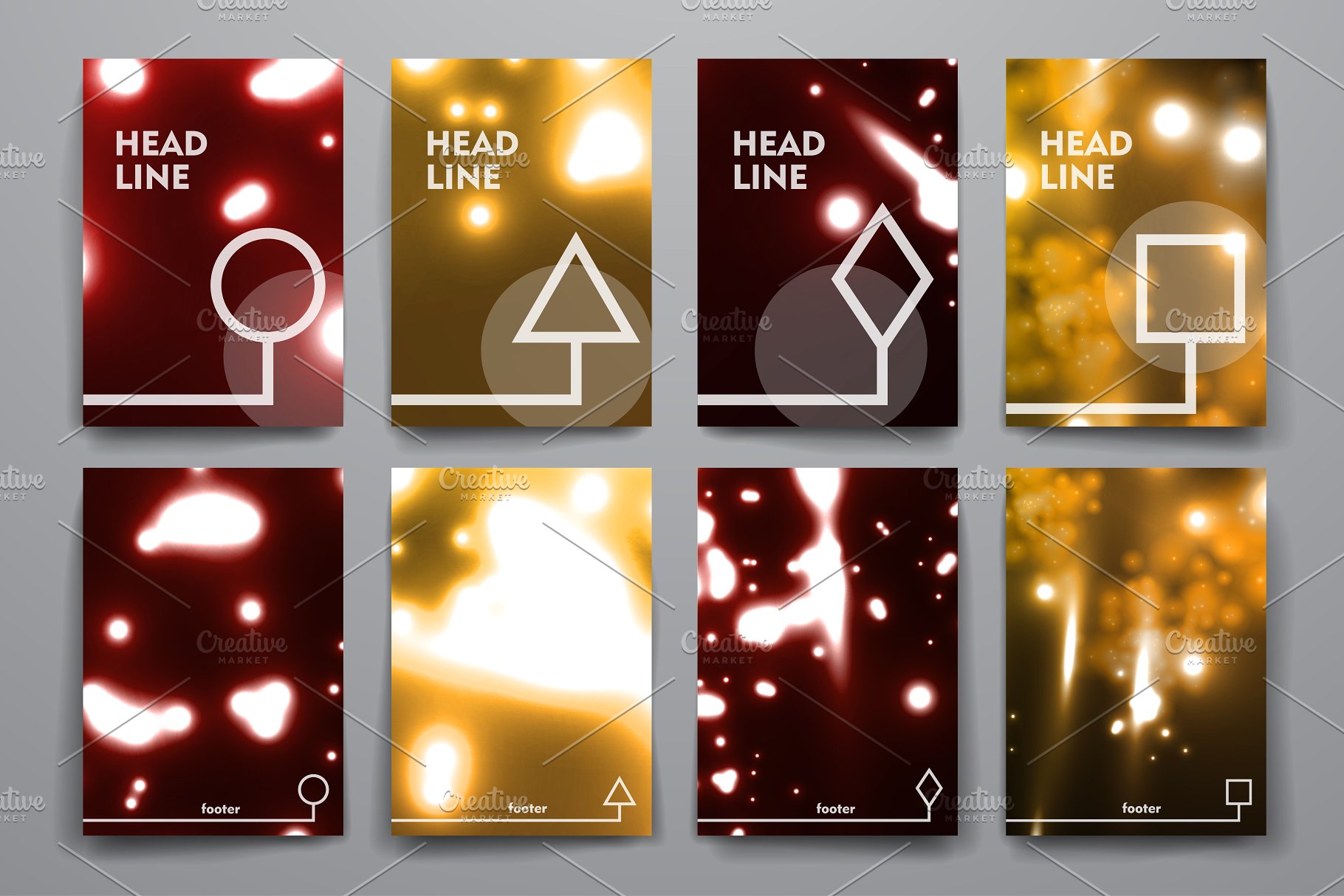 荧光斑驳光点背景画册模板 Set of Abstract Brochures插图(9)