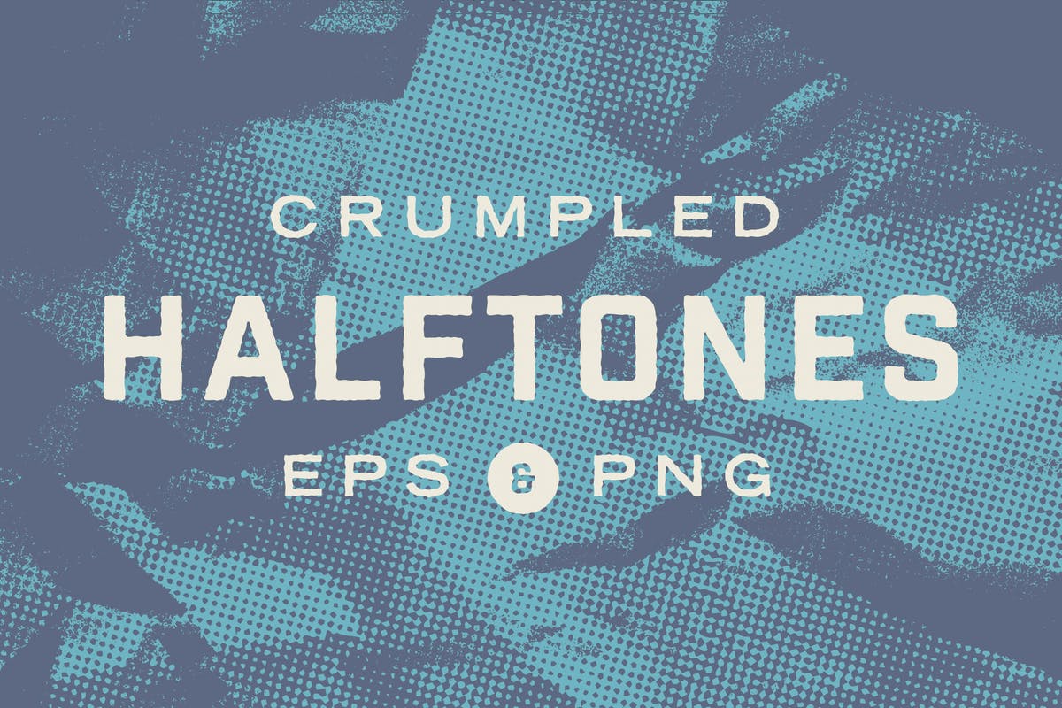 复古半色调皱褶纸张纹理 Crumpled Paper Halftone Textures插图