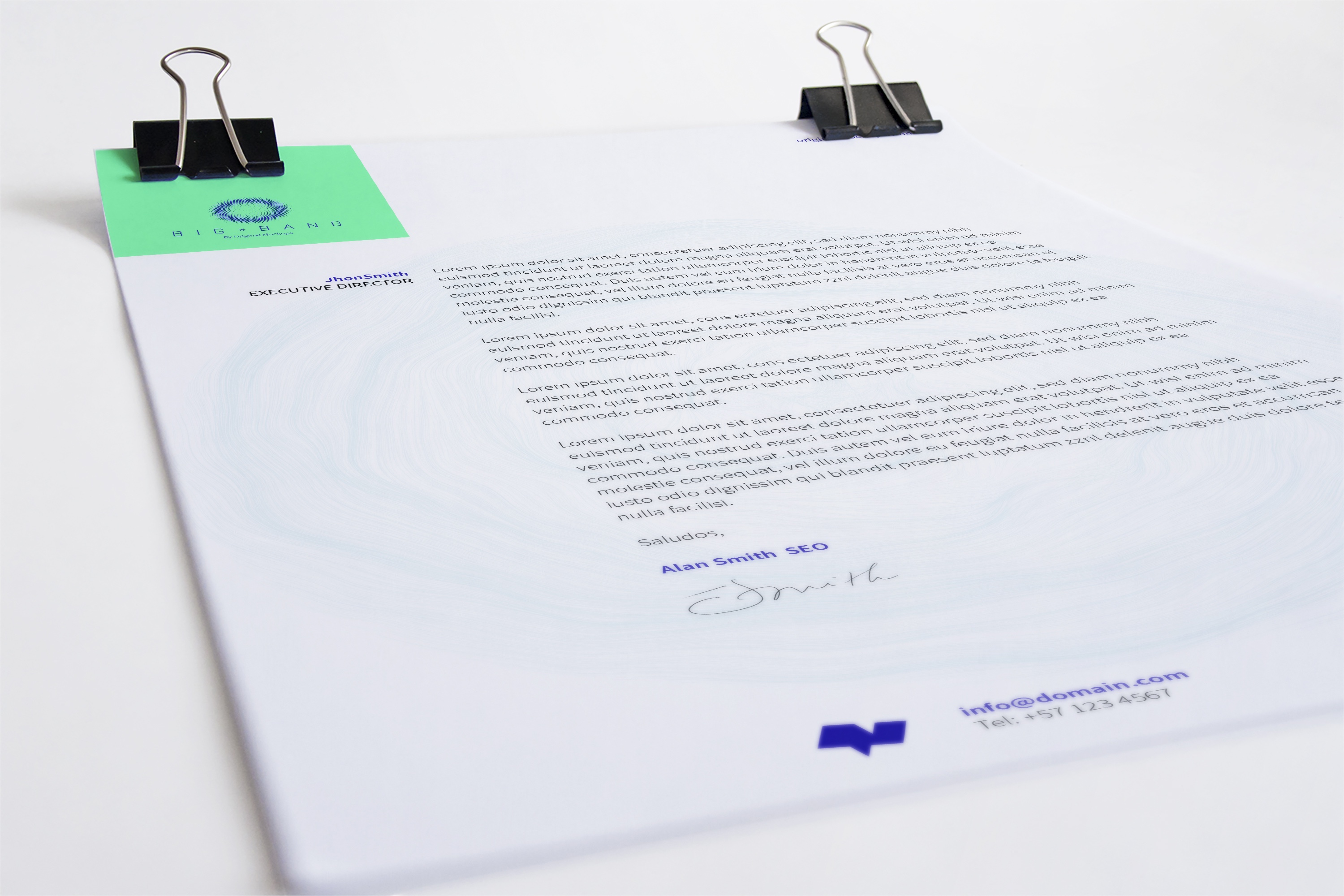 A4企业信纸信笺信头设计样机01 A4 Letterhead Mockup 01插图