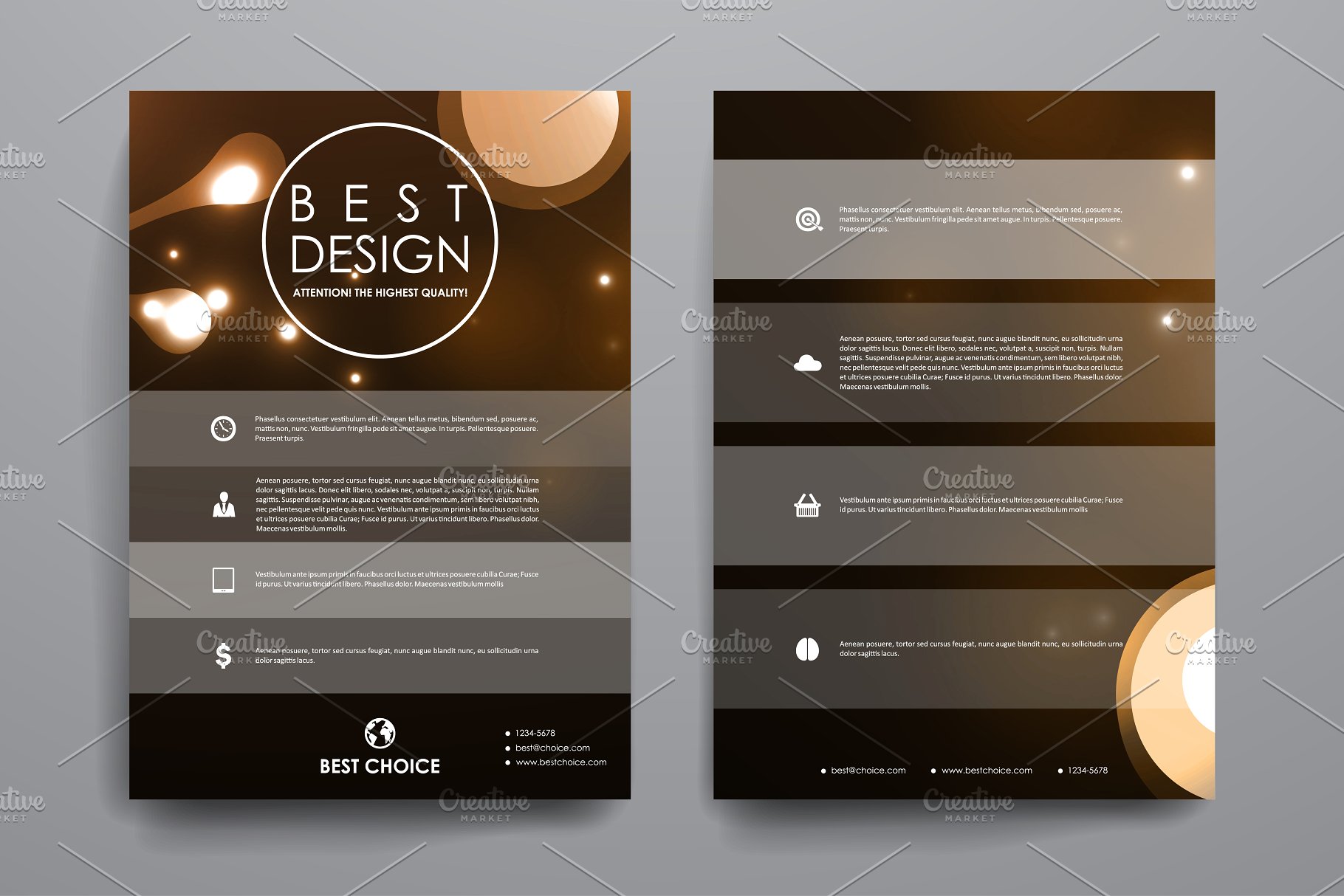 简约抽象图形背景小册子模板Set of Beautiful Brochures插图(2)