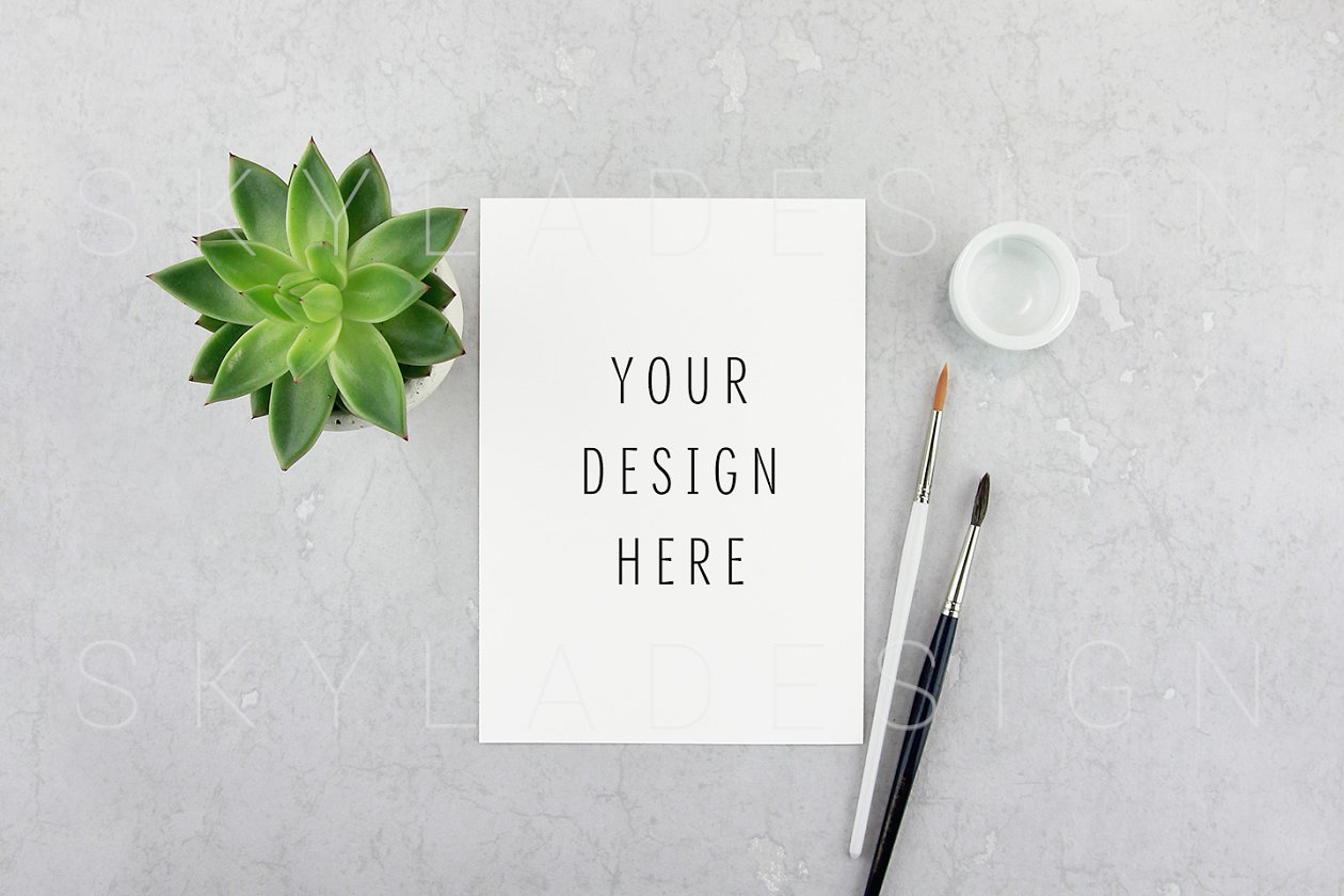 女性风格的艺术便签便条模板 Feminine Styled stock artist mockup插图