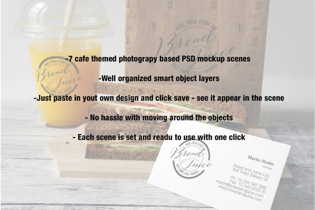 咖啡馆品牌VI设计样机模板 Sandwich Cafe Mockup插图(5)