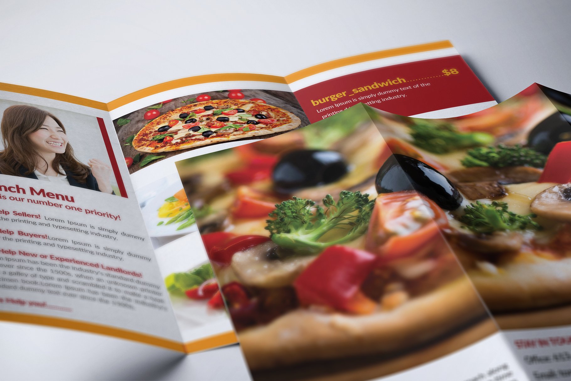 三折页西式餐厅菜单设计模板 Food Menu Trifold Broshure插图(4)