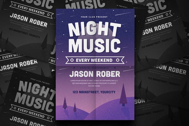 午夜音乐DJ派对传单设计模板 Night Music Flyer插图(3)