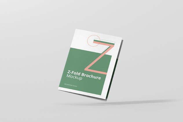 Z字母三折页宣传册样机 Z-Fold Brochure Mockup – Din A4 A5 A6插图(1)