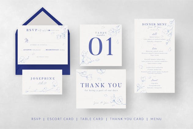 创意特色花卉婚礼邀请函设计素材套装 Sketchy Floral Wedding Suite插图(9)