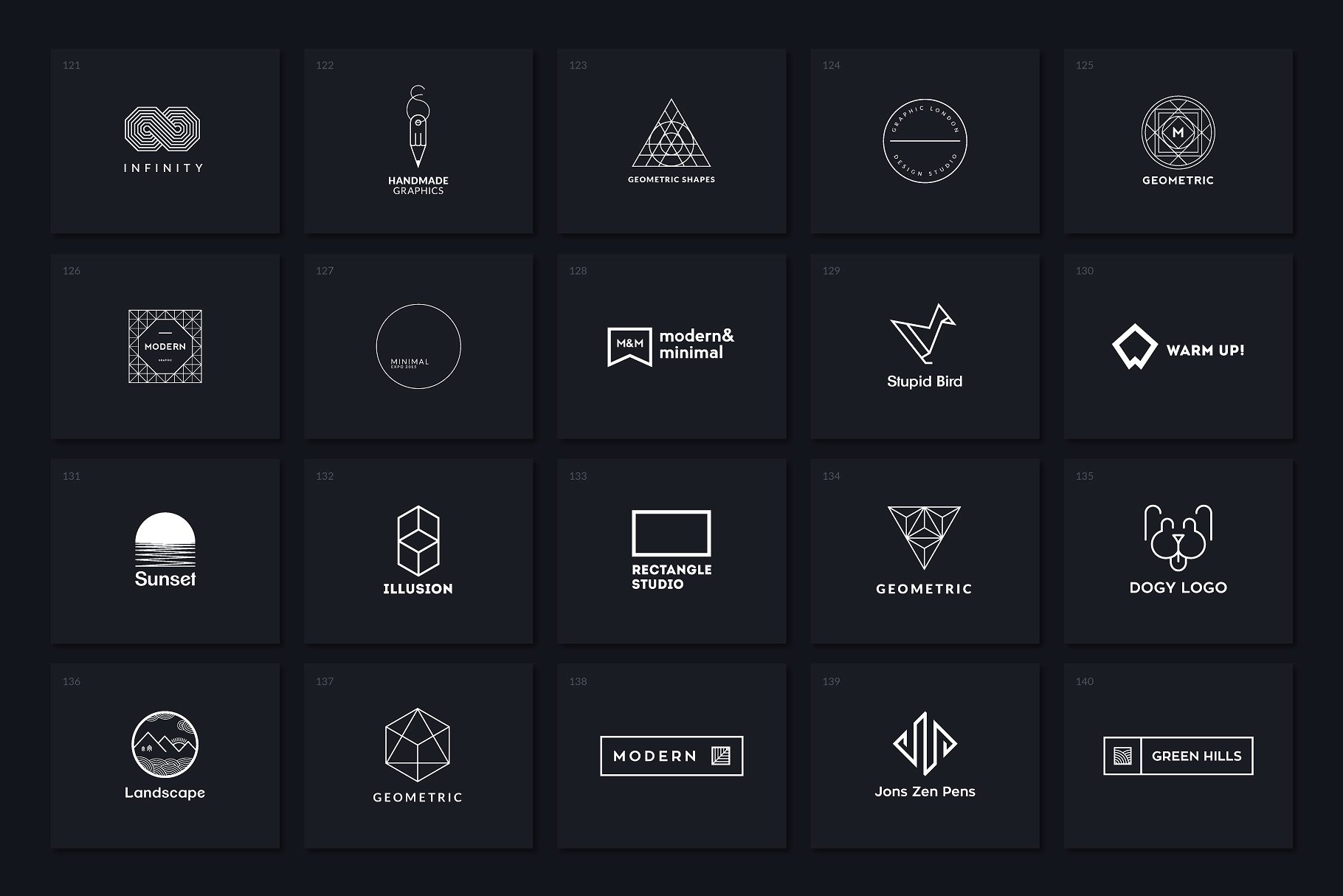 40款多用途的极简标志Logo模板V.4 40 Minimalist Logos Vol. 4插图(1)