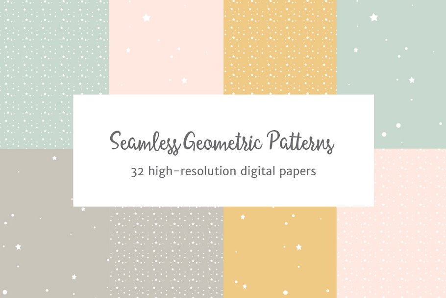 粉彩几何图案无缝纹理 Seamless Pastel Geometric Patterns插图(3)