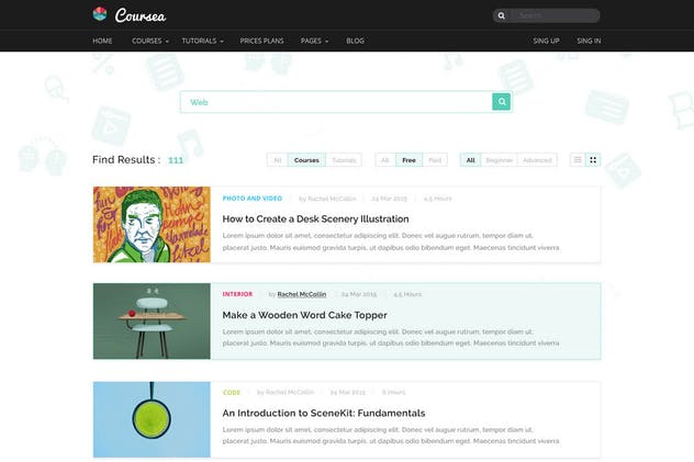 在线教育＆线上培训网站PSD模板 Coursea – Online Tutorials & Courses Template插图(5)
