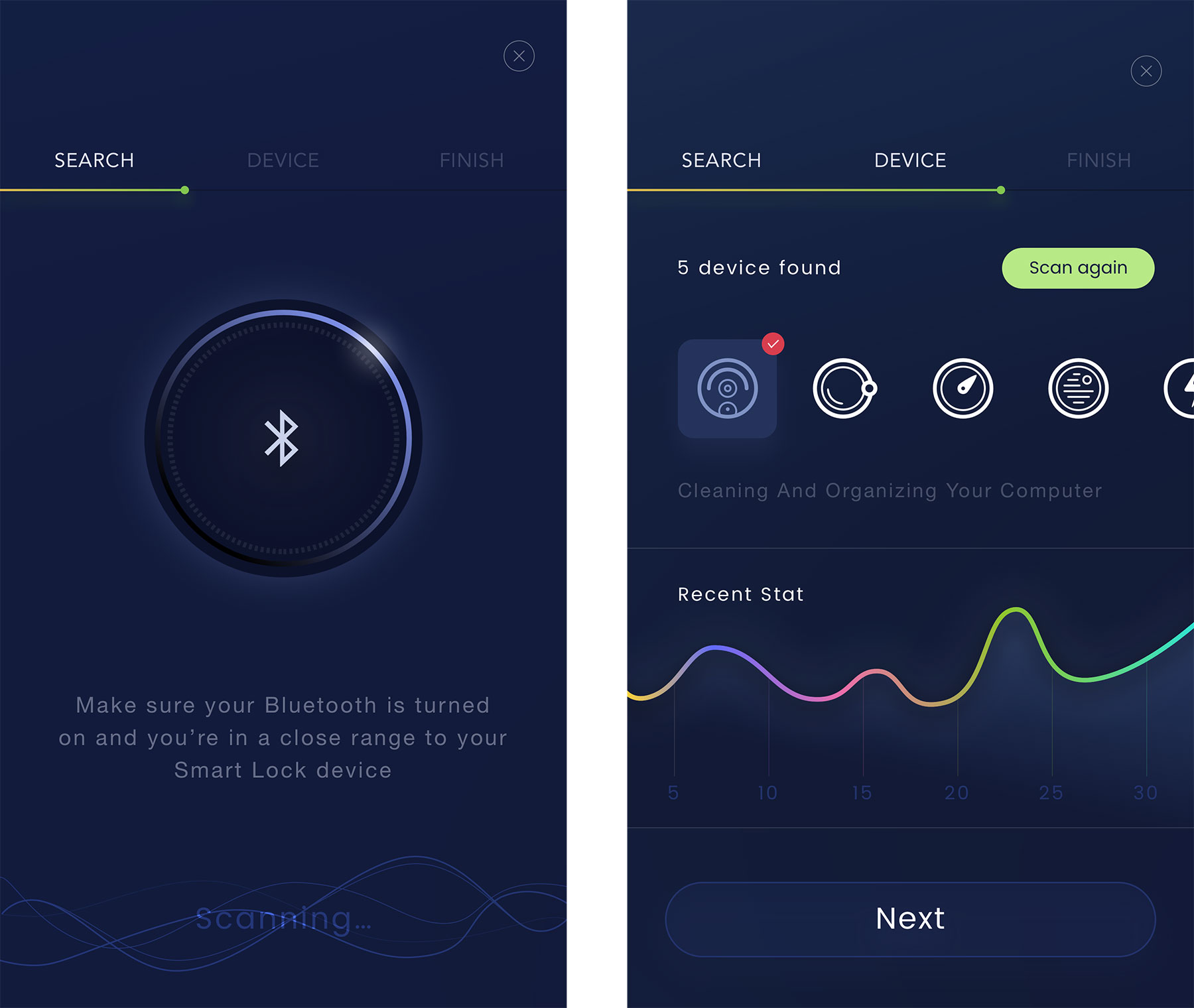 暗色调智能设备应用界面
