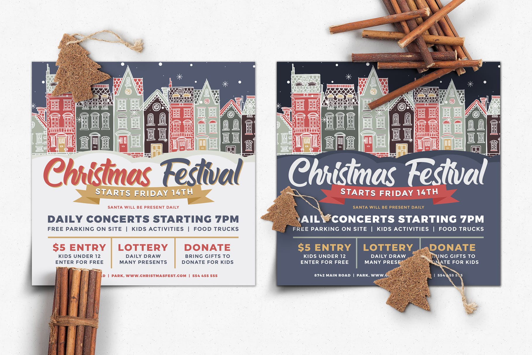 圣诞节庆祝主题海报传单设计模板v2 Christmas Flyer Template Vol.2插图(1)