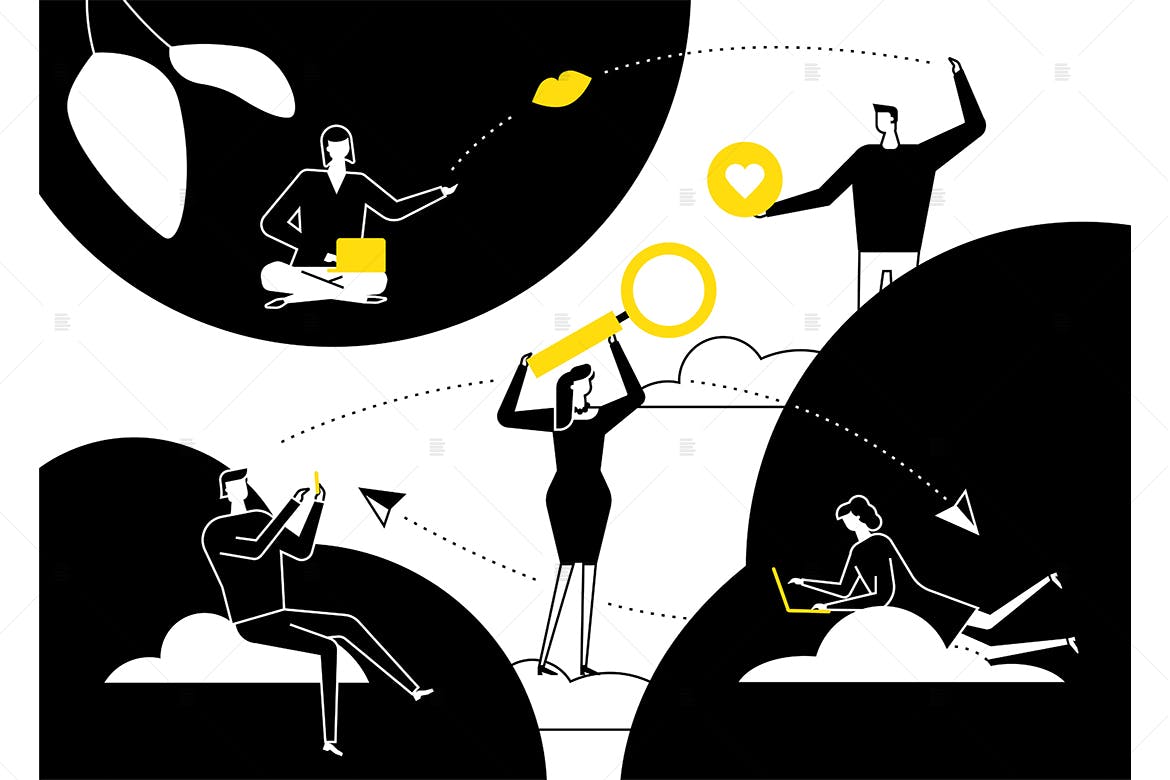 线上约会-扁平设计风格矢量插画素材库精选素材v1 Dating app – flat design style illustration插图