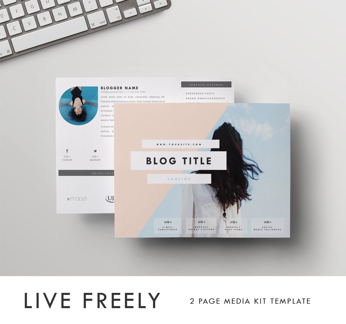 博客/Vlog品牌推广设计模板 Media/Press Kit Template | “Live Freely”插图(3)