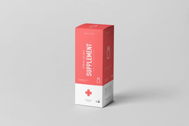 药物保健品瓶子&盒子样机模板v1 Supplement Bottle & Box Mock-up 1插图(3)
