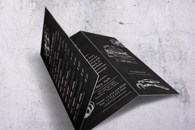 粉笔画素描风格三折页西式快餐设计模板 Sketch Trifold Food Menu A4 and US Letter插图(1)