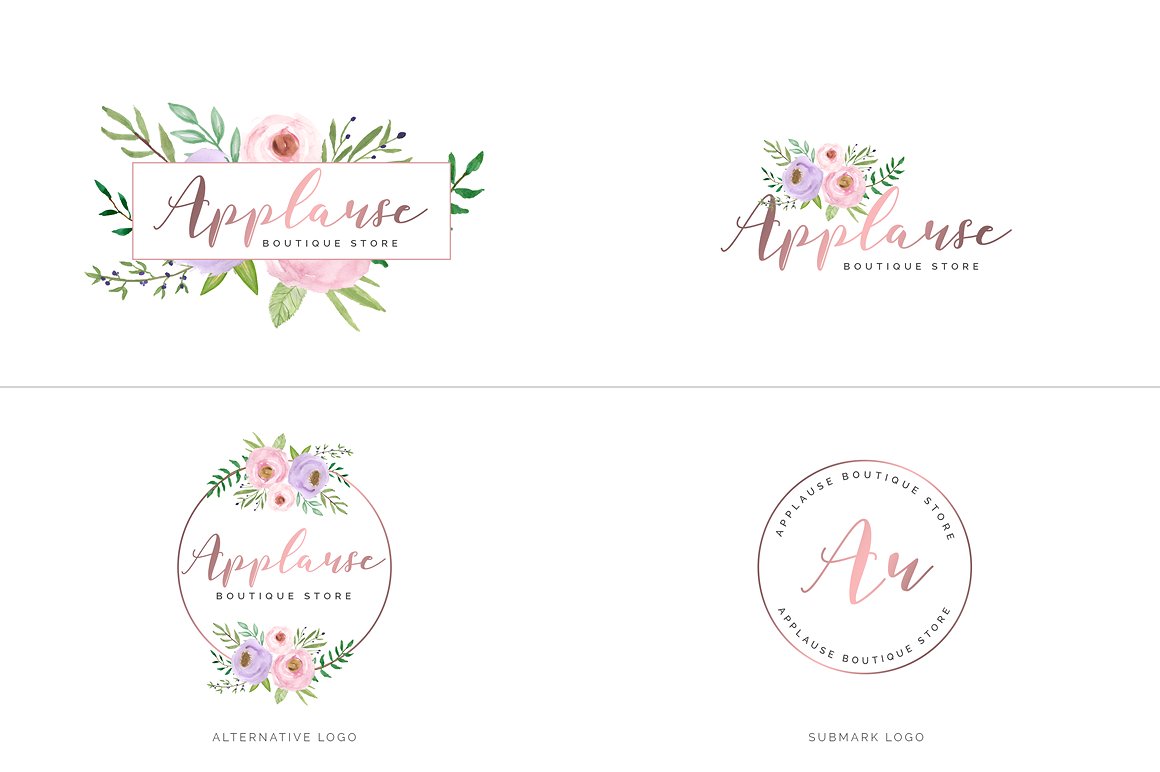 超级水彩风 Logo 设计素材包 Watercolor Premade Branding Logo Kit [模板、纹理&元素]插图(21)