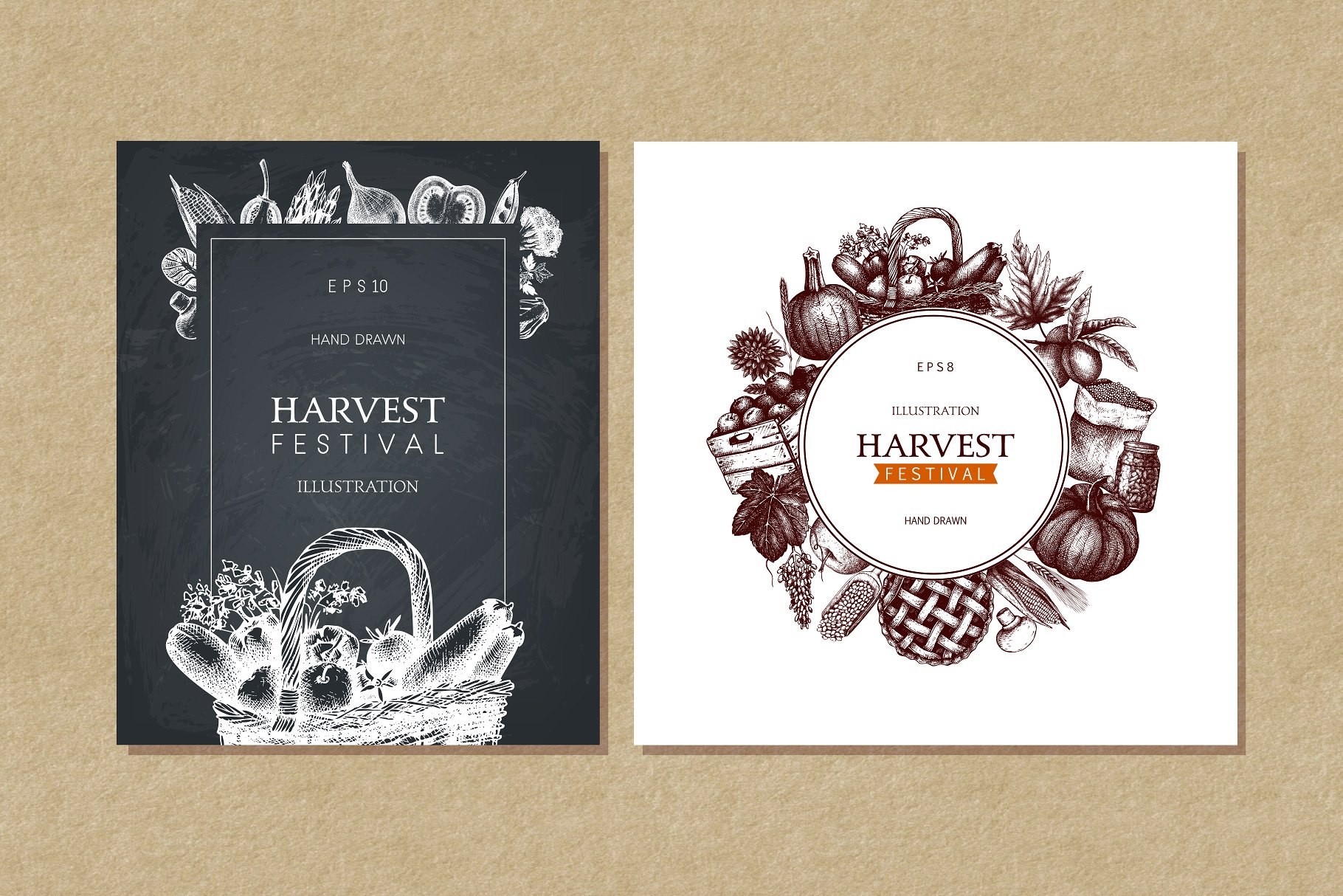 感恩节矢量元素设计套装 Vector Thanksgiving Day Design Set插图(1)