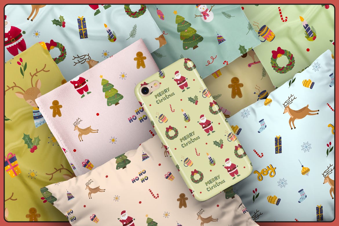 圣诞节日主题无缝图案纹理背景素材 Christmas Seamless Patterns插图(2)