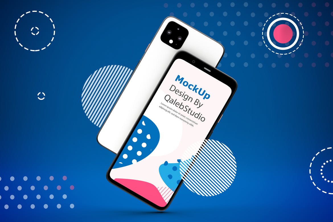 谷歌智能手机Pixel 4屏幕预览素材库精选样机模板 Abstract Pixel 4 mockup插图(3)