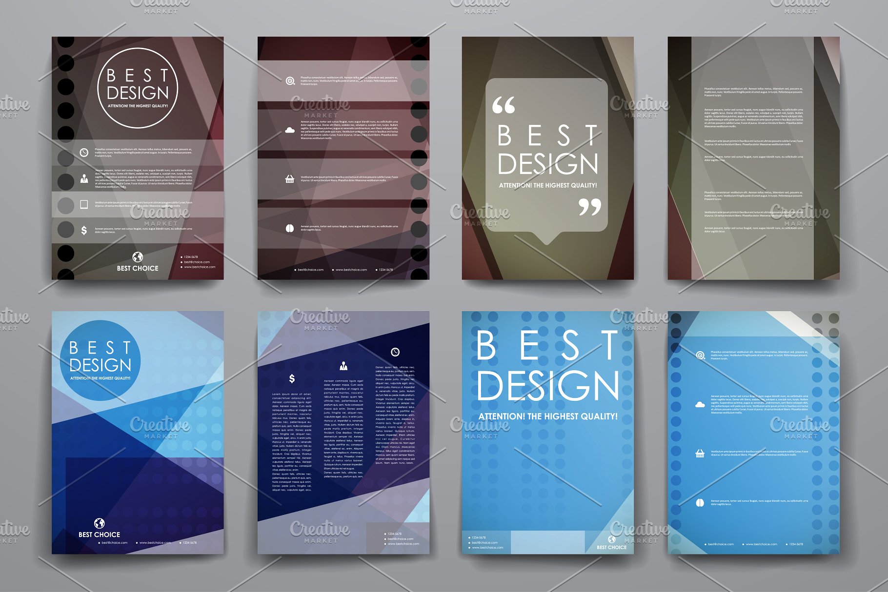 3套多用途抽象图形小册子模板 Set of Beautiful Brochures插图(2)