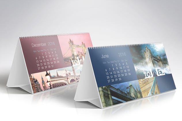 台历日历设计效果图样机素材库精选模板v2 Desk Calendar Mock-Up vol.2插图(2)