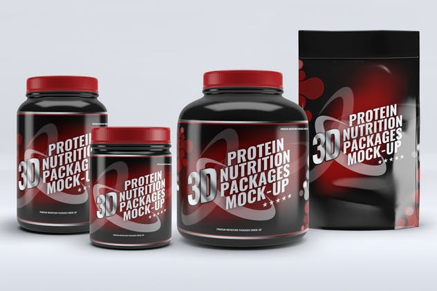 运动营养补充剂包装设计素材库精选模板 Sport Nutrition Packages Mock-Up插图(5)