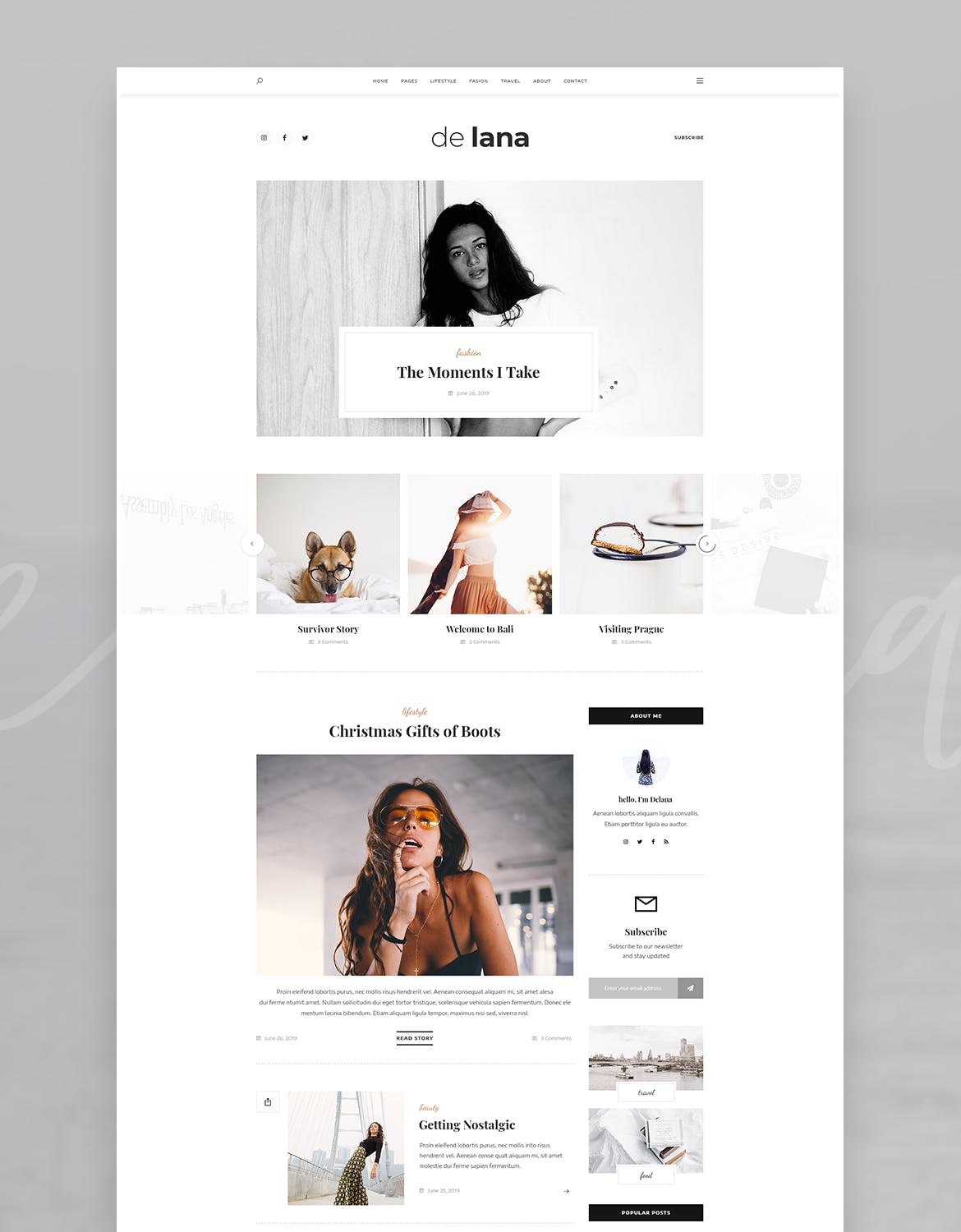 极简设计风格个人博客网站设计PSD模板 De Lana – Personal Blog PSD Template插图(3)