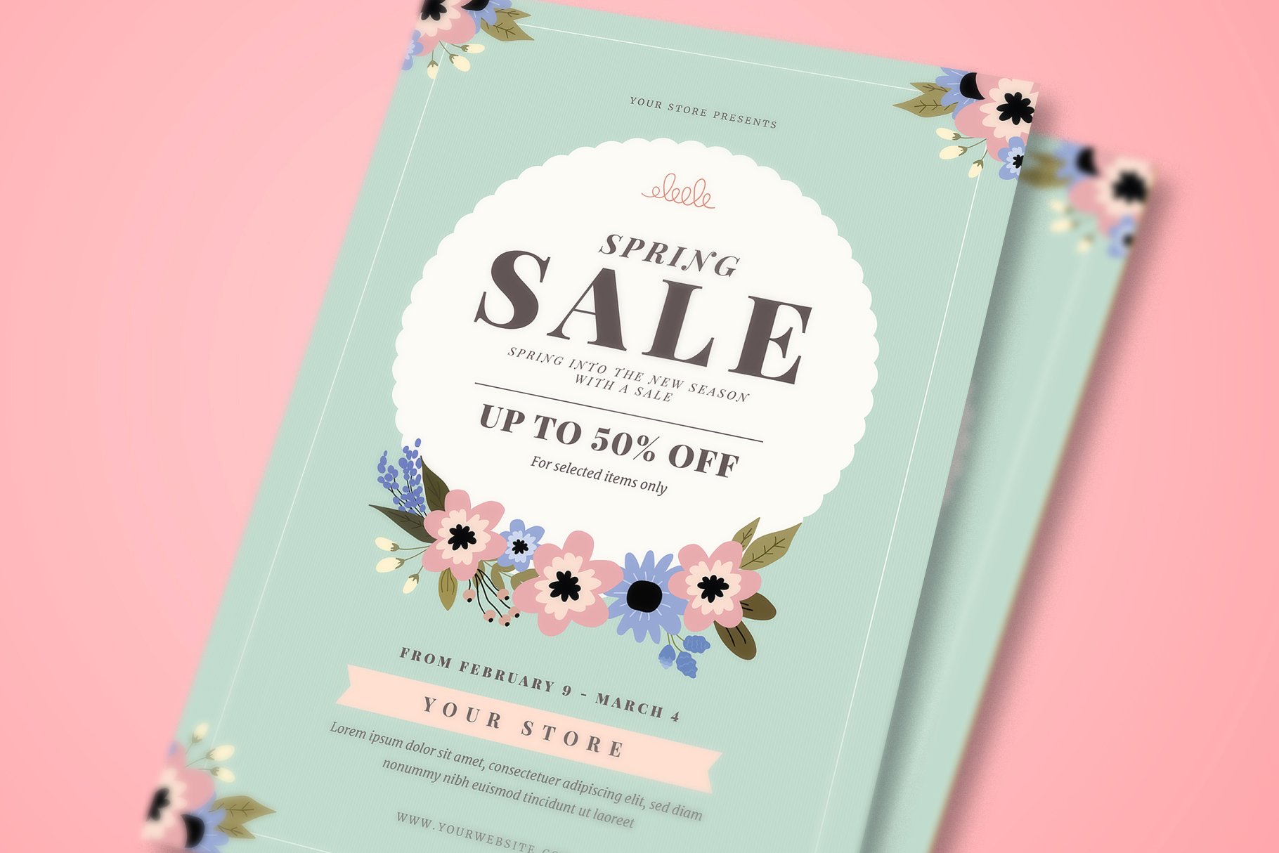 春季销售pop促销广告海报设计模板 Spring Sale Event Flyer插图(2)