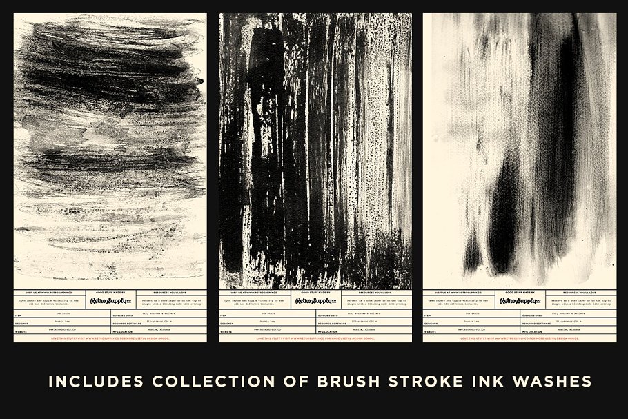 水洗墨水的魅力纹理合集[1.08GB] Dirty Ink | Ink Wash Textures插图(4)