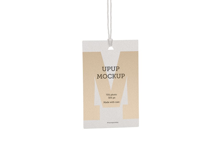 白色服装标签样机模板 Clothes label tag blank white mockup插图