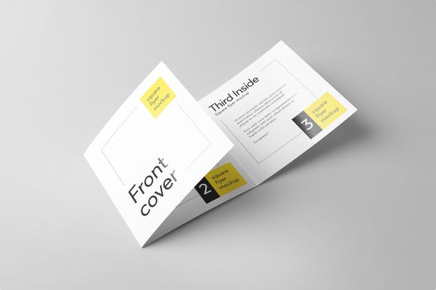 简约三折页方形传单样机 Tri-Fold Square Flyer Mockup插图(2)