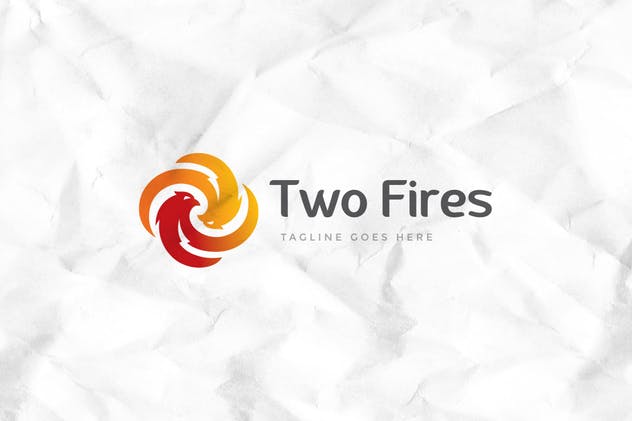 火凤凰火焰创意Logo设计模板 Two Fires Logo Template插图(1)