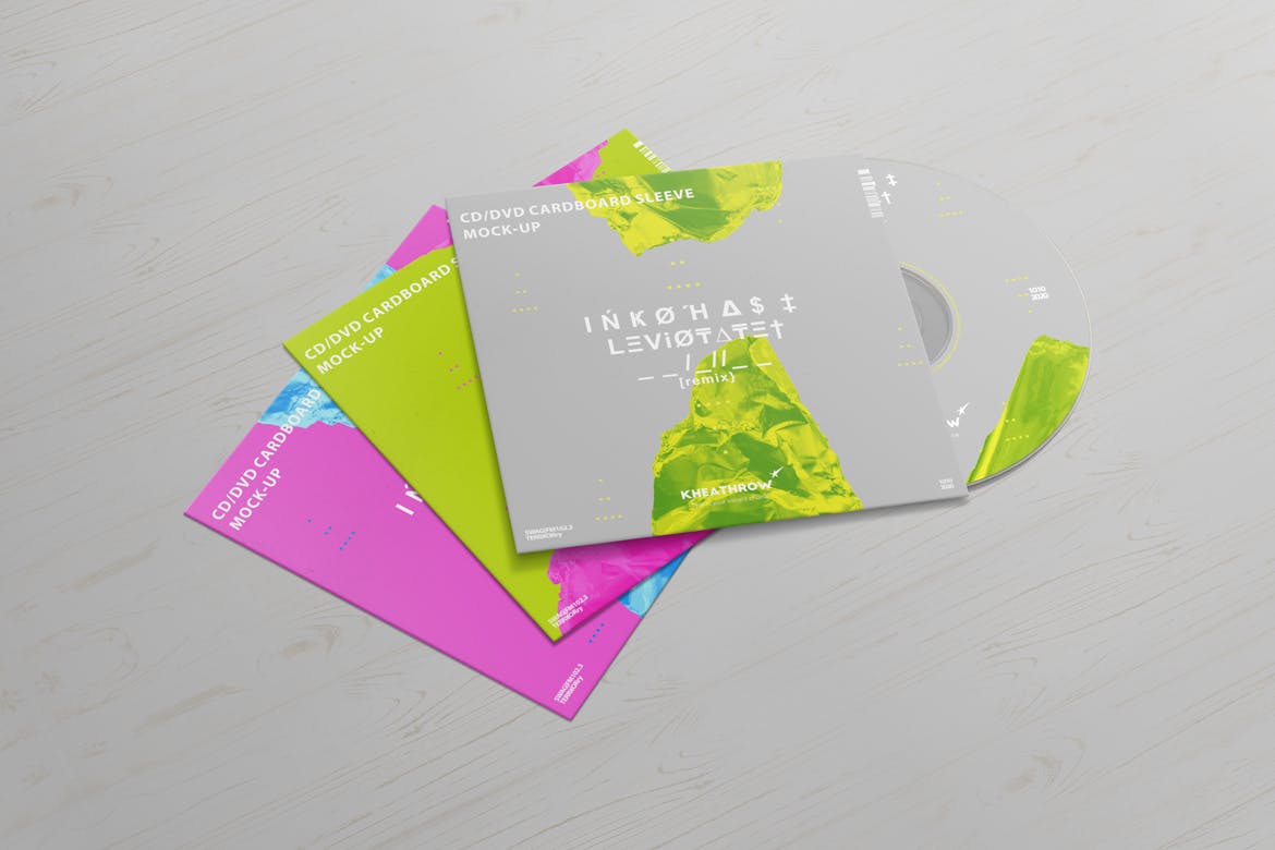 CD/DVD光盘包装&封面设计素材库精选模板v1 CD / DVD Сardstock Paper Sleeve Mock-Ups Vol.1插图(9)