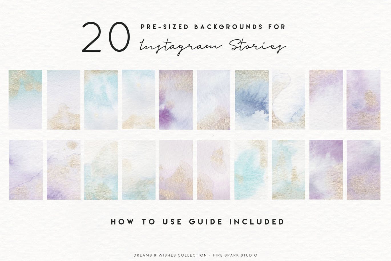 梦想与愿望主题淡色混合水彩肌理纹理背景素材 Dreams and Wishes Collection插图(3)