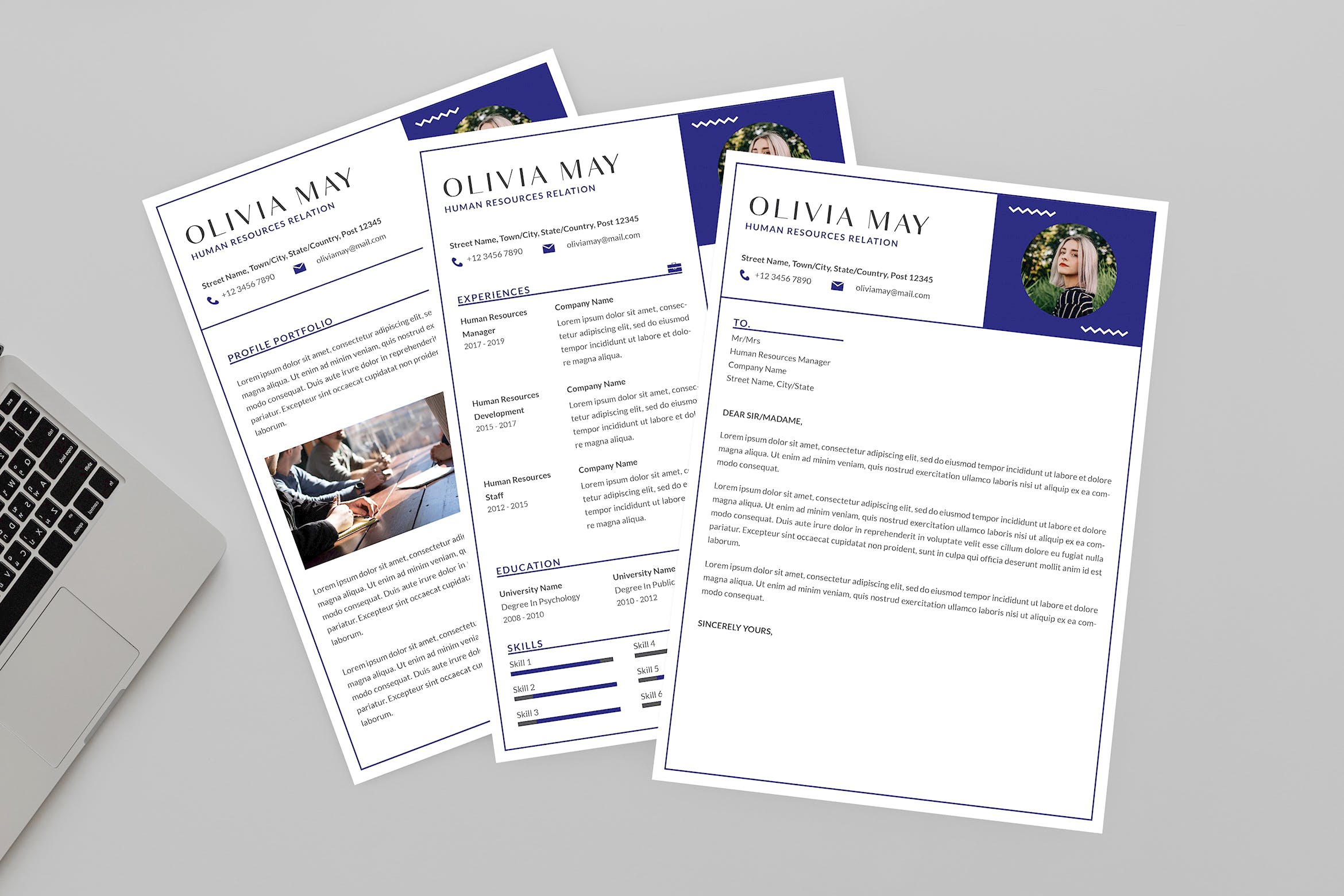 HR人力资源三合一简历设计模板 Human Resources Resume Designer插图