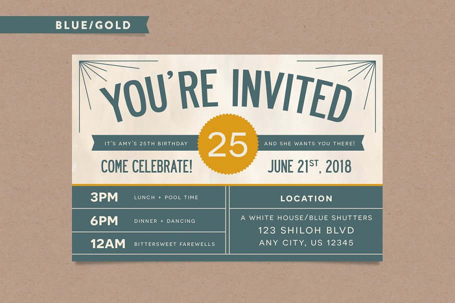 复古风格明信片邀请函设计模板 Invitation Postcard Template插图(3)