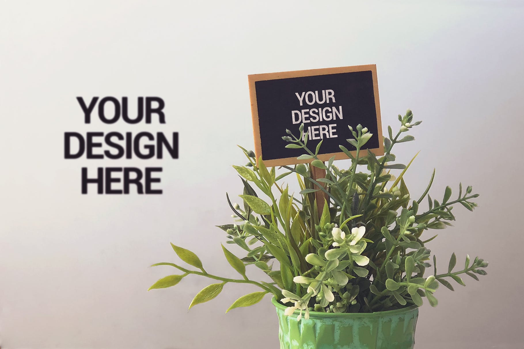 盆栽背景Logo/店招/商标设计效果图样机 Mini Slate Mockup插图(3)