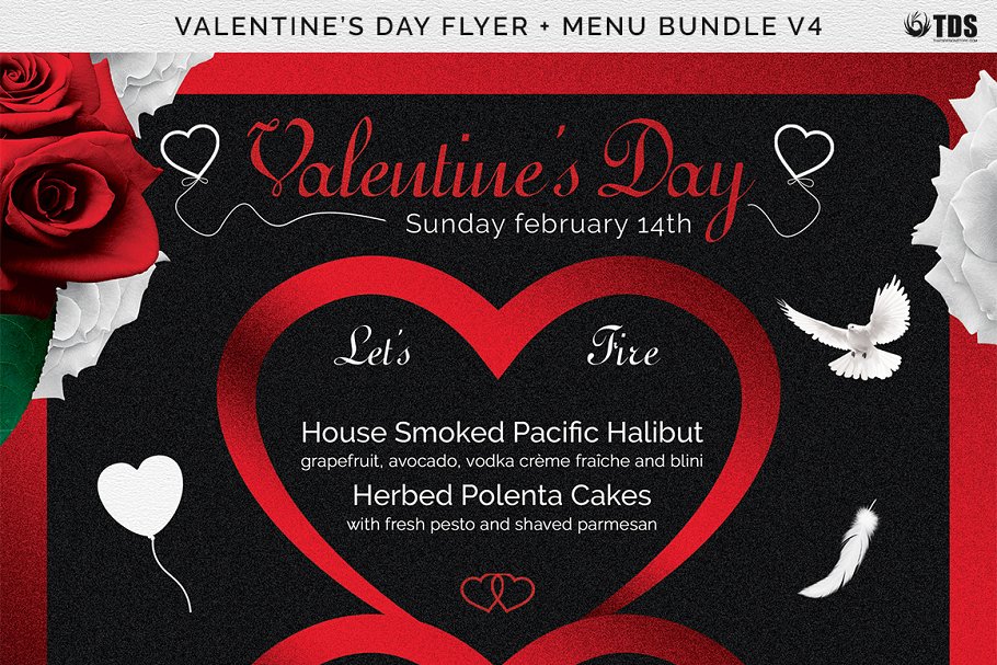 浪漫情人节专题海报传单PSD模板V.4 Valentines Day Flyer+Menu PSD V4插图(8)