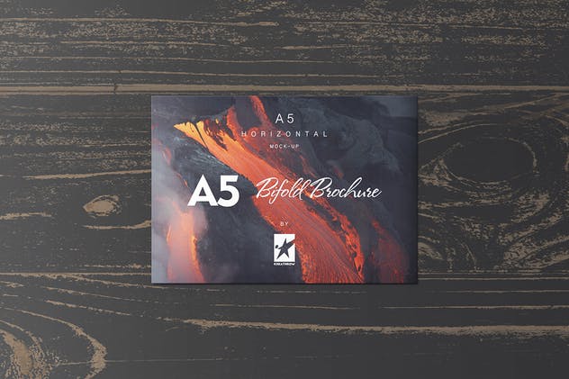 A5尺寸规格宣传册设计平铺视觉样机模板 Bi-Fold A5 Horizontal Brochure Mock-Ups Vol.1插图(11)