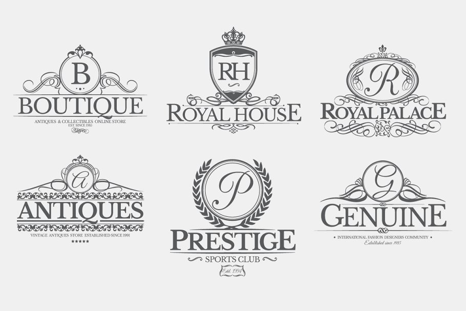 纹章风格Logo模板v1 Heraldic Crest Logos Vol.1插图(2)