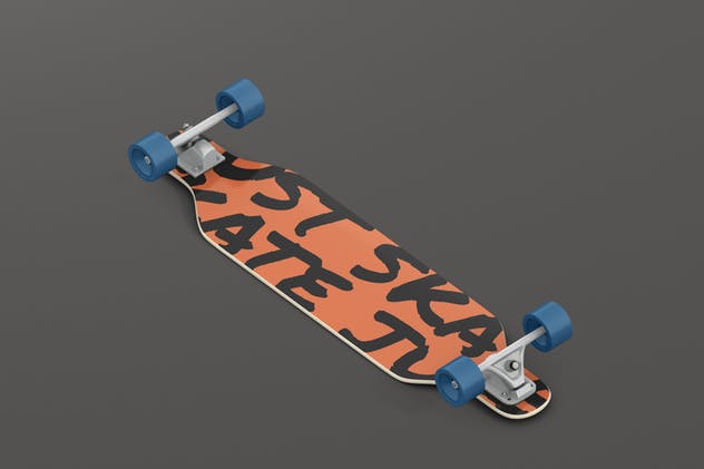双翘长滑板图案设计样机 Freeride Longboard Mockup插图(3)