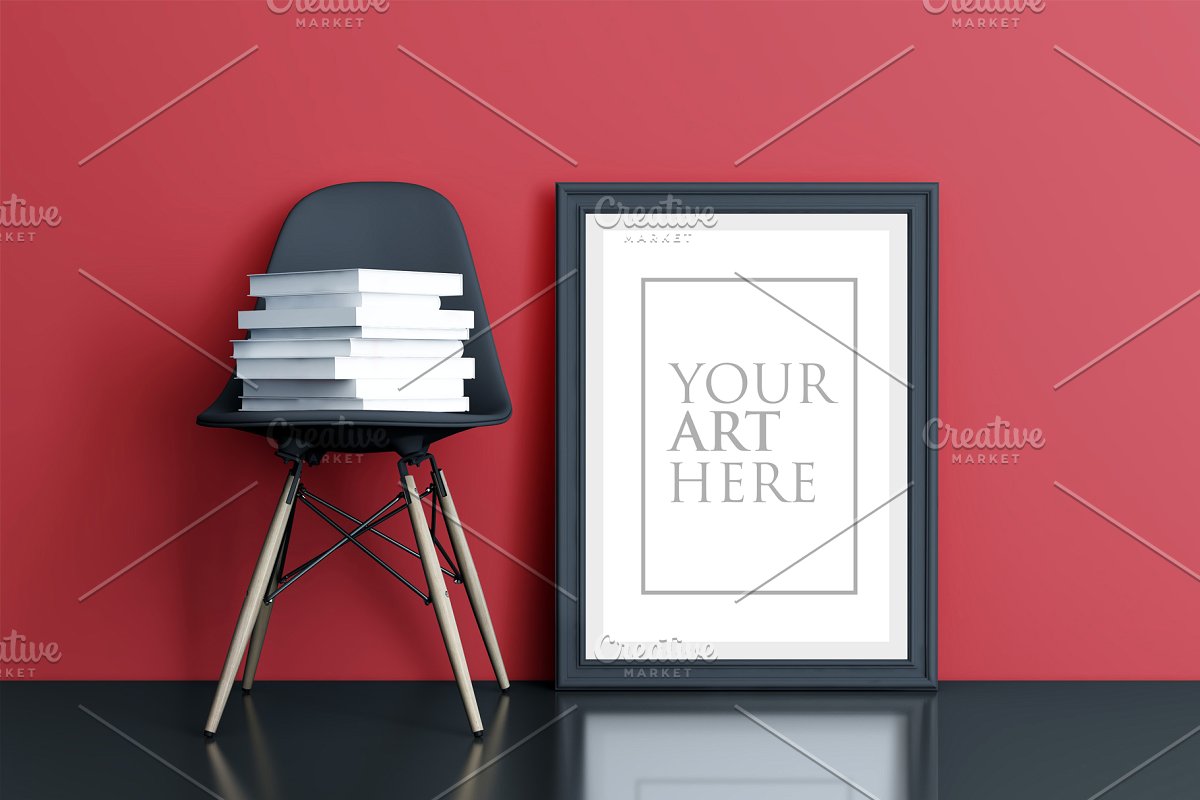 多彩的画框&椅子场景样机展示模板插图(4)