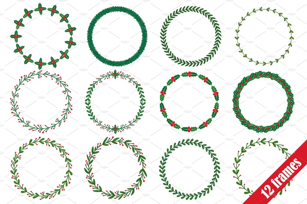 手绘无缝矢量圣诞花卉边框素材下载[eps]插图(2)