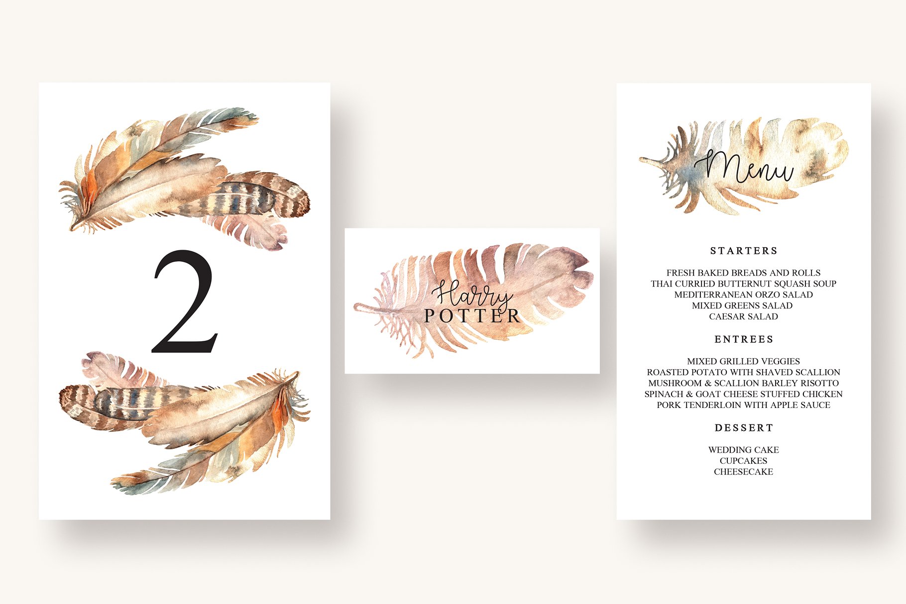 波希米亚风格羽毛插画婚礼邀请函设计套件 Boho Feather Invitation Suite插图(6)