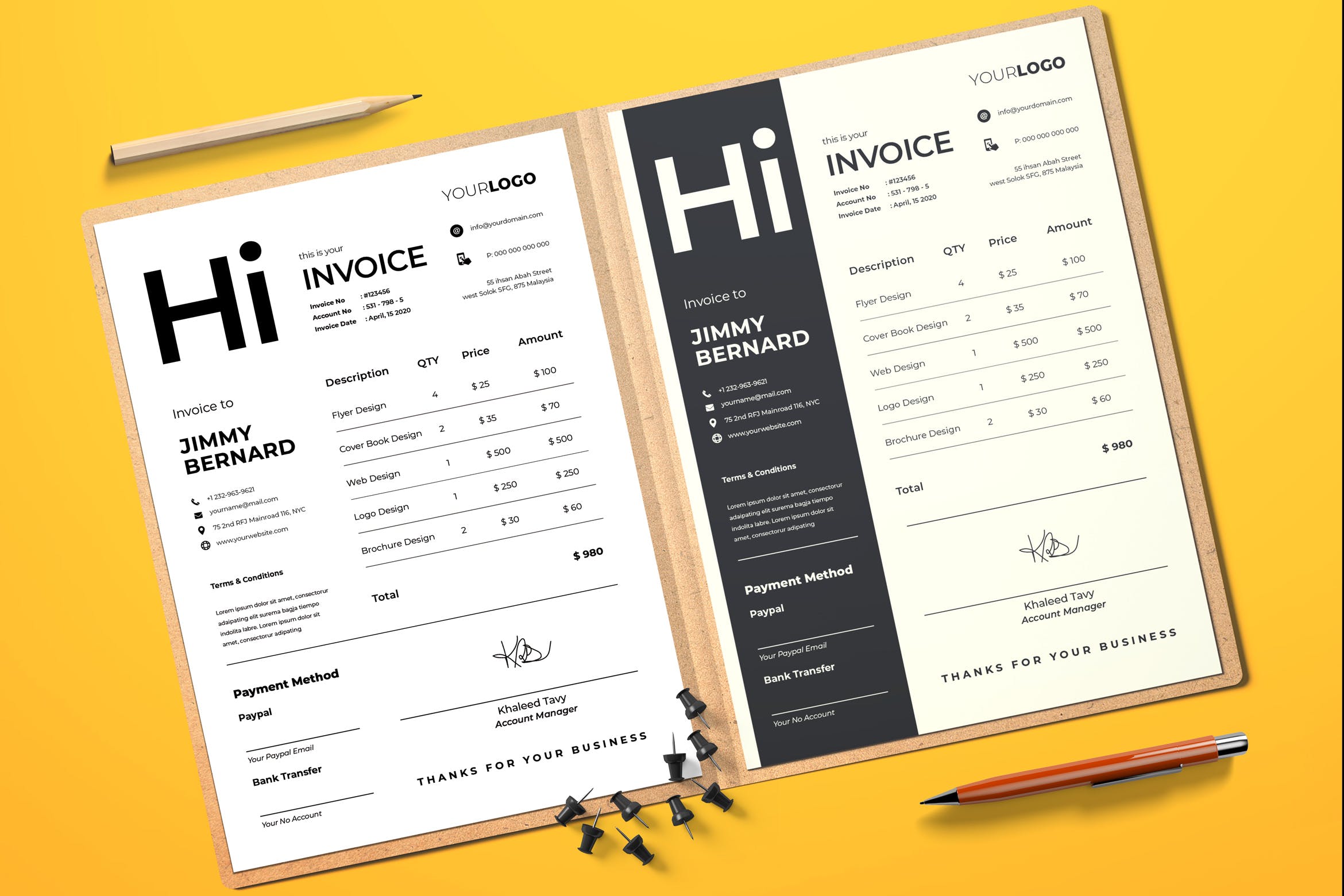 企业服务发票清单/票据设计模板v9 Invoice vol.9插图