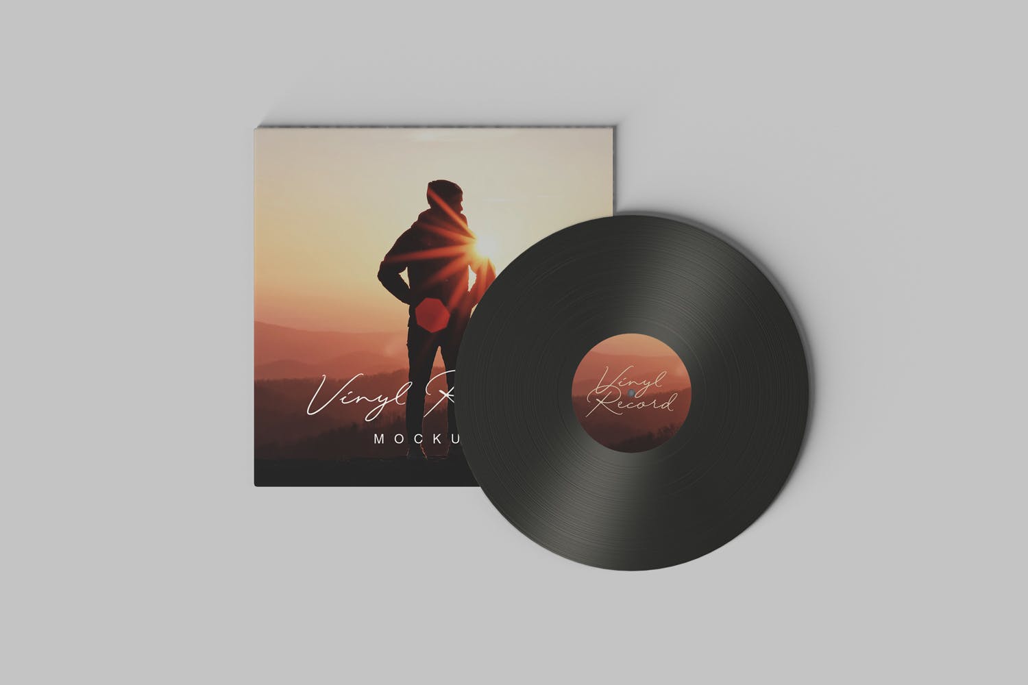 音乐CD唱片包装盒设计样机模板 Vinyl Record Mockups插图(3)