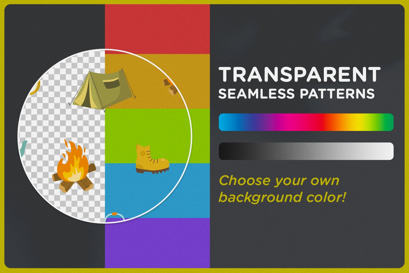 户外露营图案无缝背景素材 Outdoor Camping Seamless Patterns插图(2)