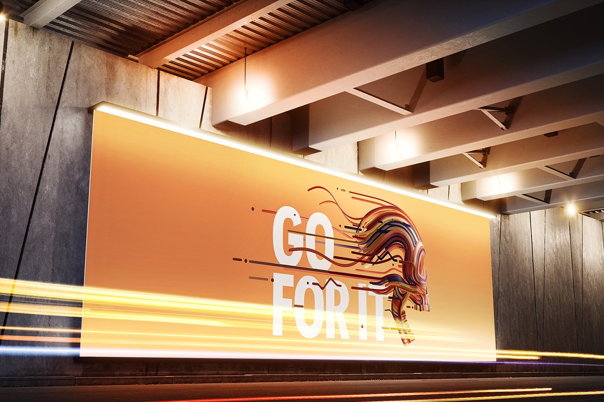 城市桥底灯光广告牌Mockup插图(7)