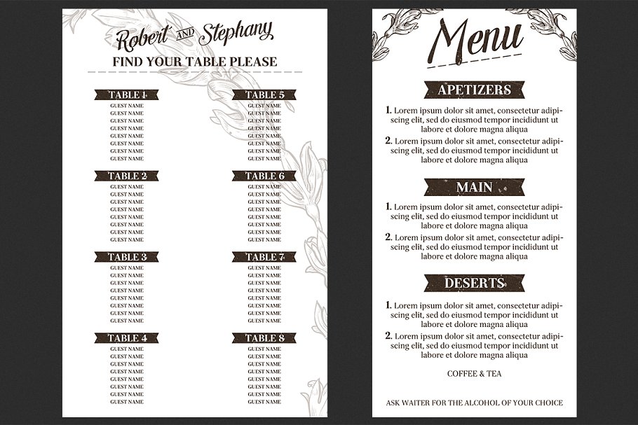 复古婚礼邀请函设计模板套装 Vintage Wedding Invitation Set插图(3)